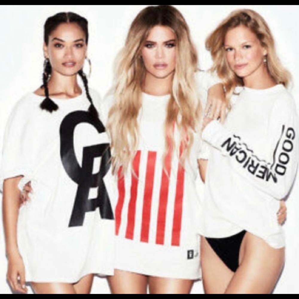 NWT Good American White Metallic Rose Gold Logo Oversized T-Shirt Size - Picture 3 of 6